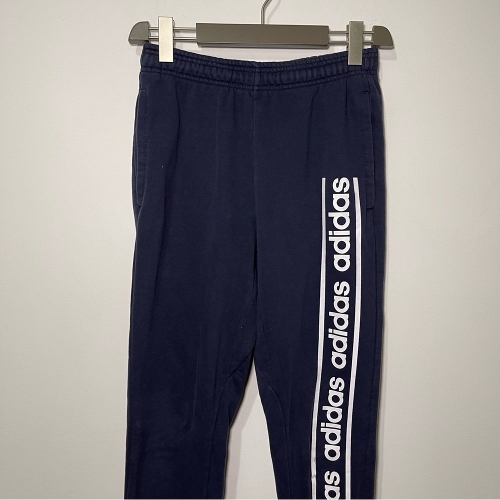 Adidas men’s Navy logo stripe C90 comfortable sweatpants joggers in S - Picture 3 of 7